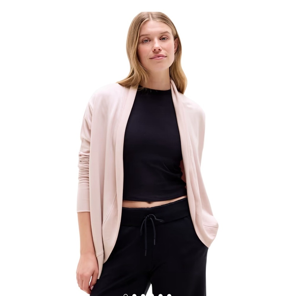 Athleta Cardigan Womens XS Pranayama Wrap Halo Pink Open Front EUC